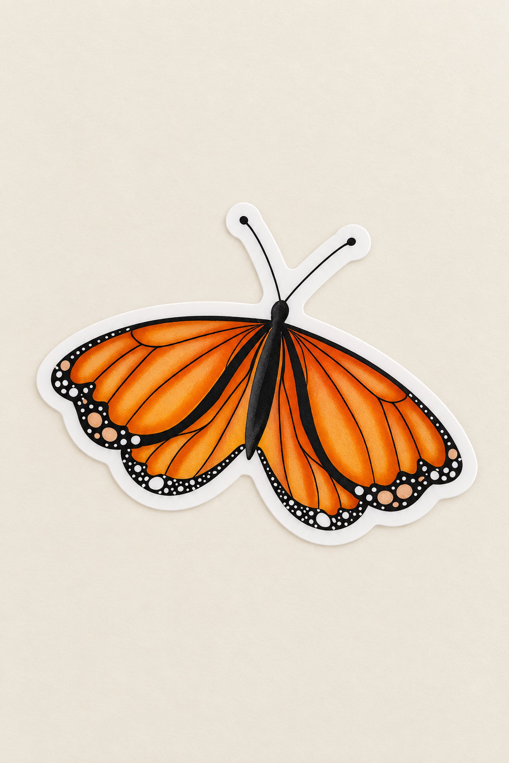 Monarch Butterfly Clear Vinyl Sticker 3" × 2.34"