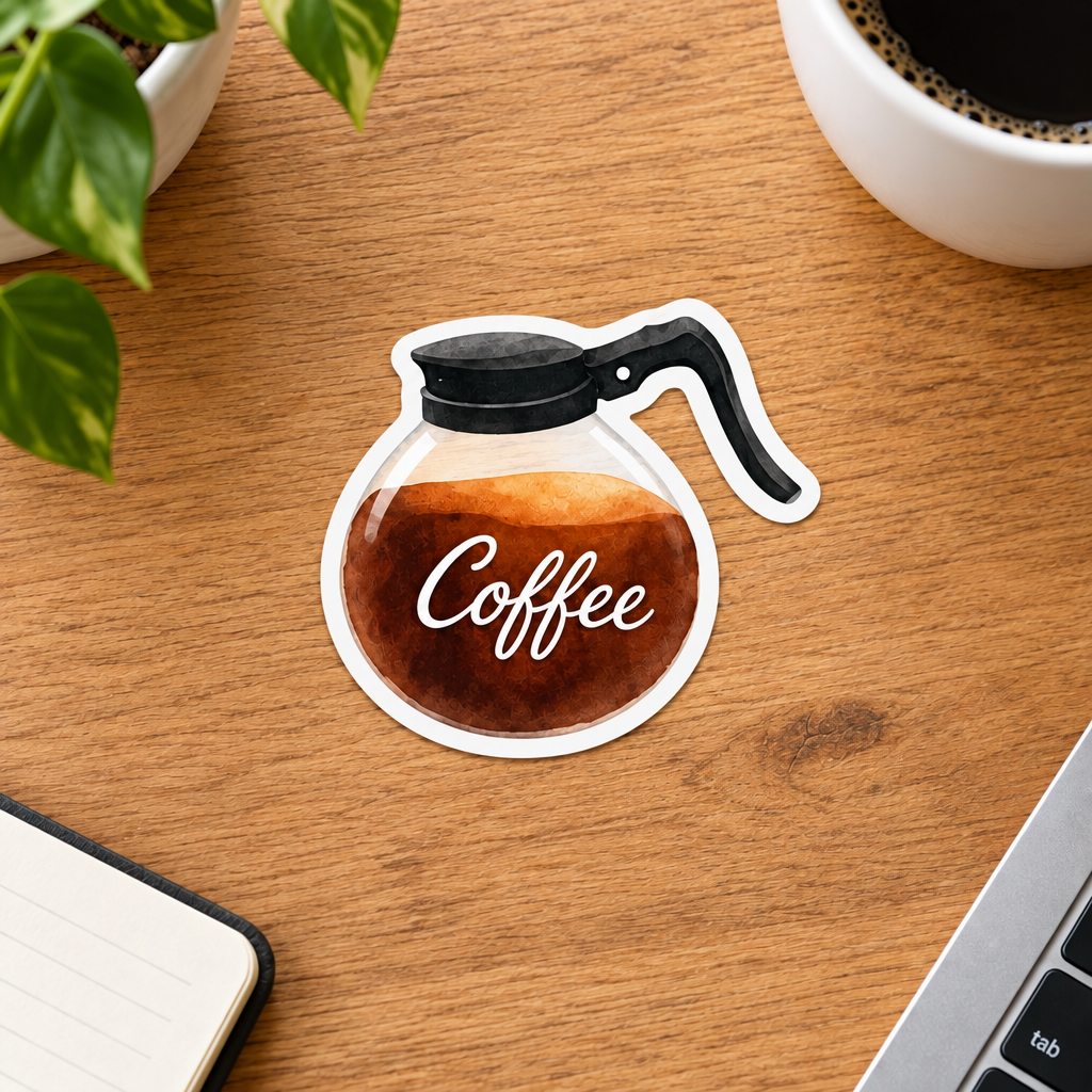 Coffee Pot – 2.71" x 3" Clear Vinyl Sticker