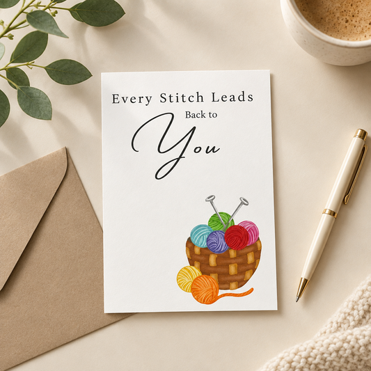 Every Stitch Leads Back to You – 5" x 7" Blank Greeting Card