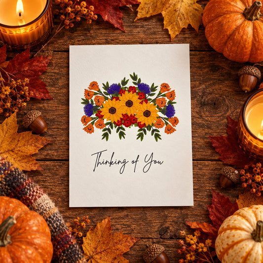 Fall Floral: Thinking of You – 5" x 7" Blank Greeting Card