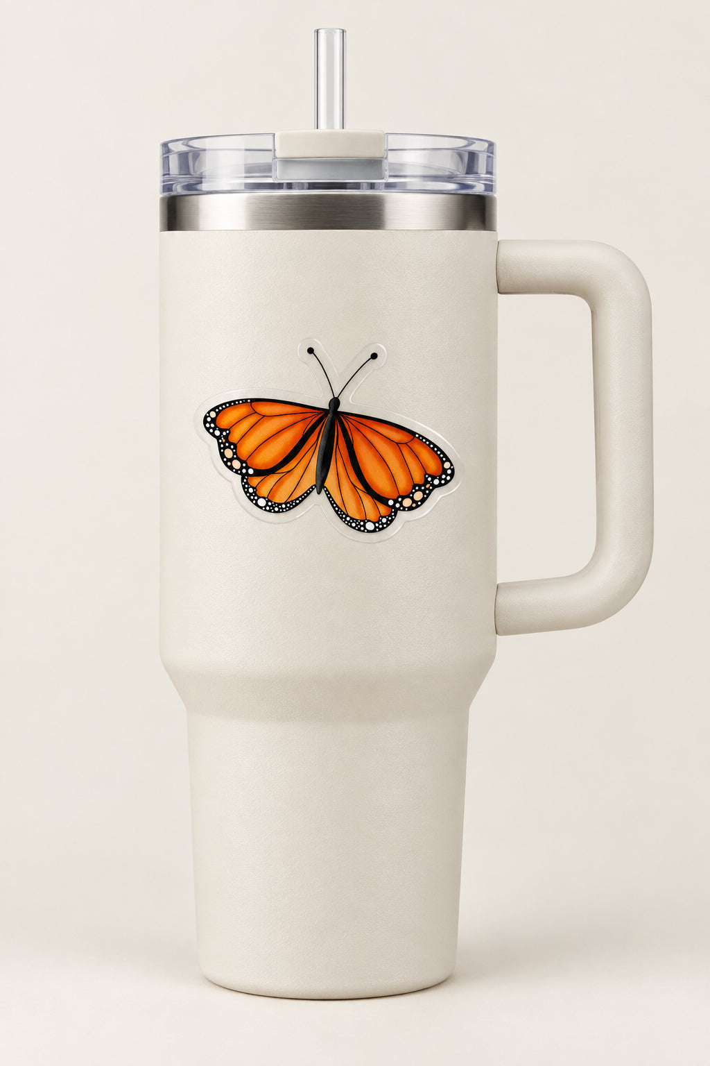 Monarch Butterfly Clear Vinyl Sticker 3" × 2.34"