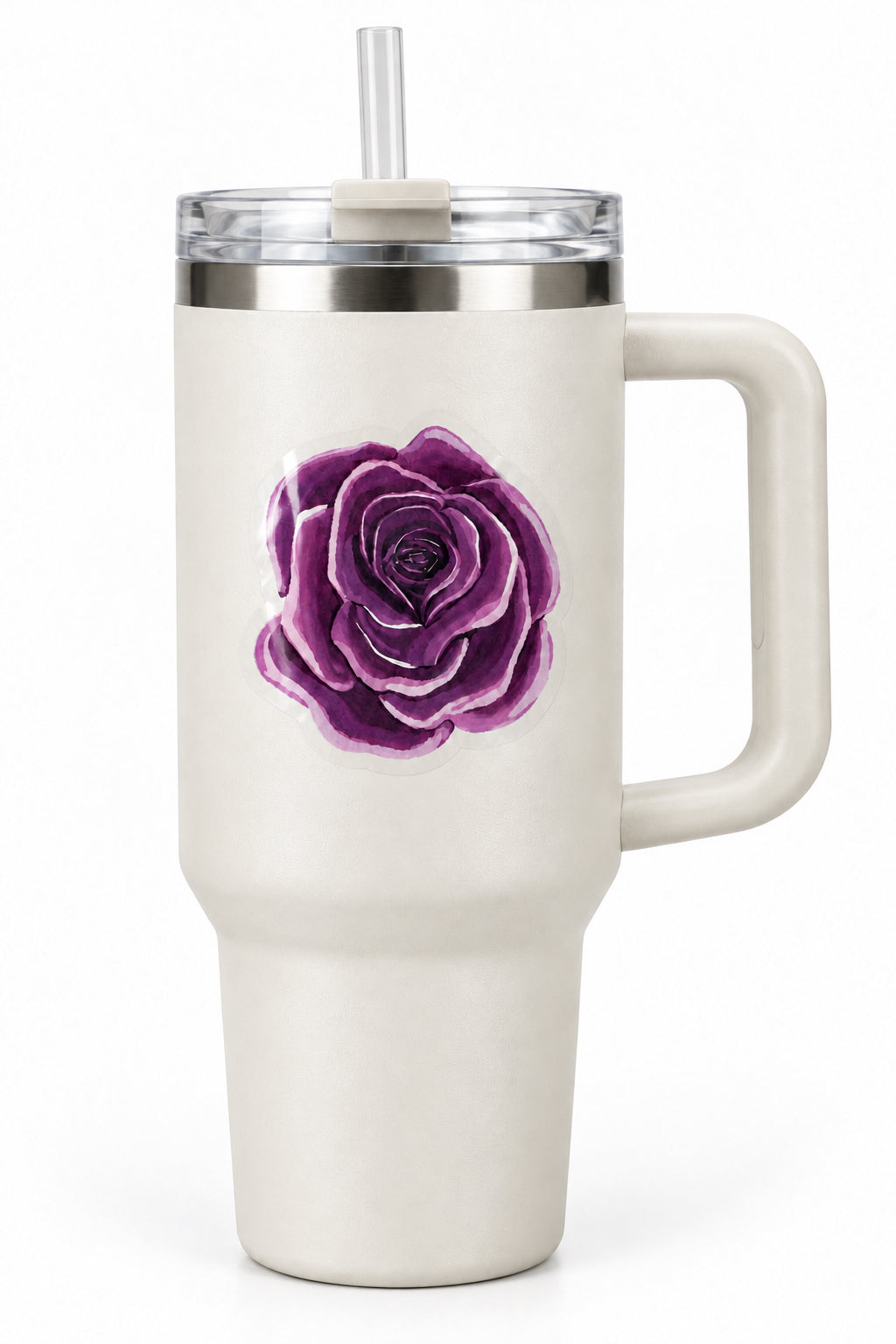 Purple Rose Sticker Clear Vinyl Sicker  2.88" × 3"