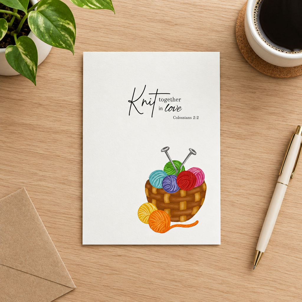 Knit Together In Love 5" x 7" Blank Greeting Card