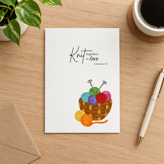 Knit Together In Love 5" x 7" Blank Greeting Card