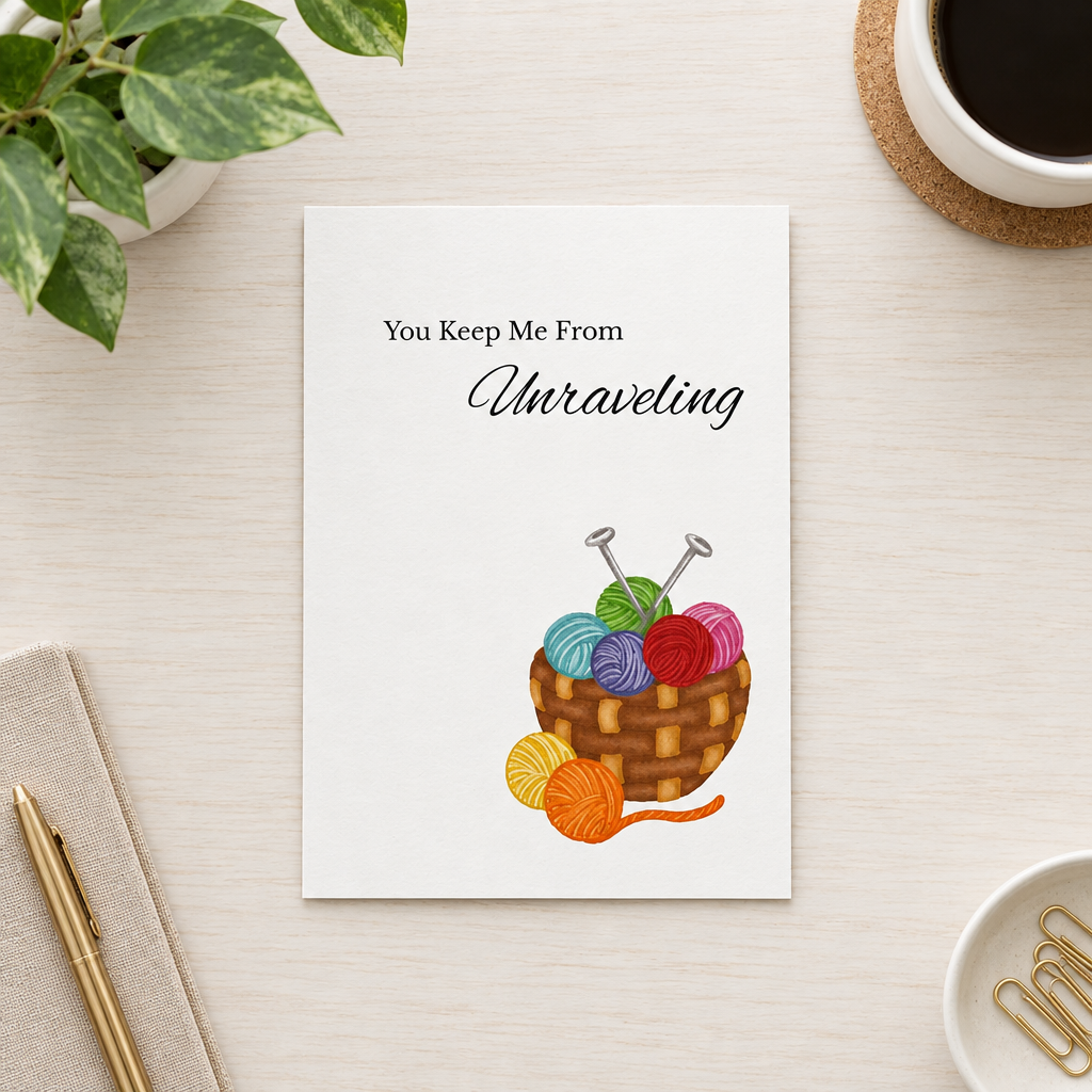 You Keep Me From Unraveling – 5" x 7" Blank Greeting Card